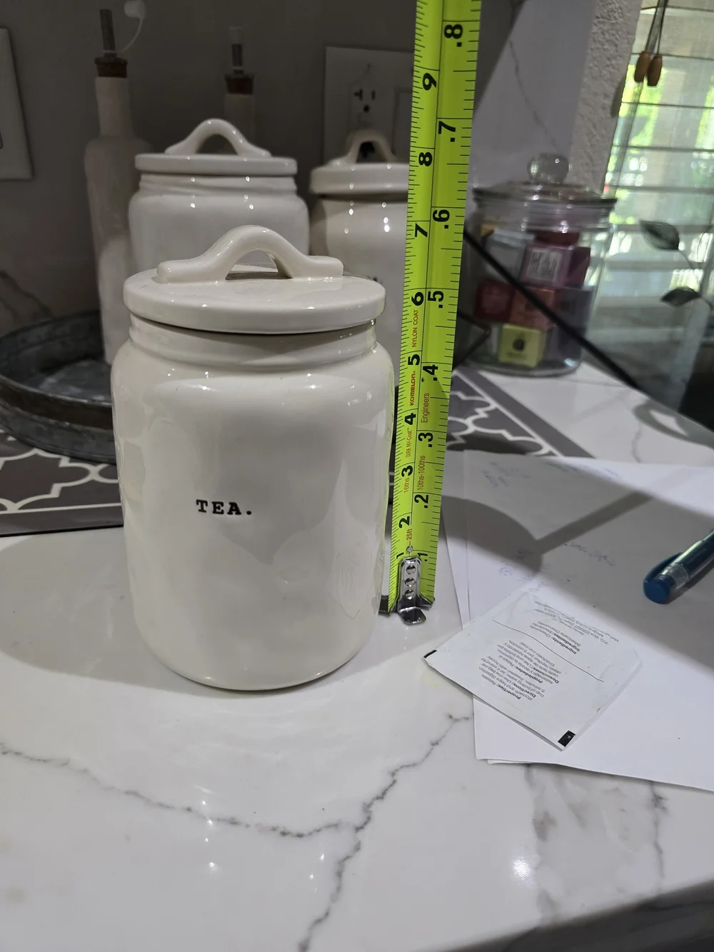 Rae Dunn White Ceramic Tea Canister Jar - Classic Kitchen Storage